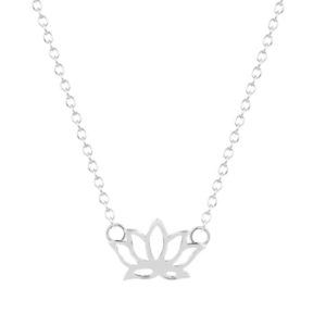 Collar flor lotus plata
