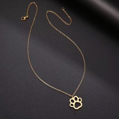 collar para mujer con pata de perrito en acero inoxidable