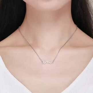 collar palabra love plata