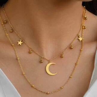 collar colgante en forma de luna acero inoxidable