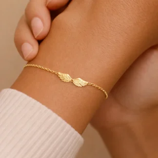 pulsera alas de angel acero inoxidable dorado