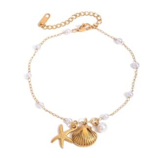 pulsera verano con concha y estrella de mar