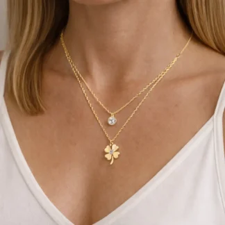 collar trébol original en acero inoxidable para mujer