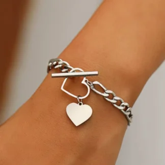 pulsera eslabones con corazon