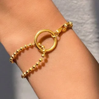 pulsera tendencia para mujer con circulo acero inoxidable