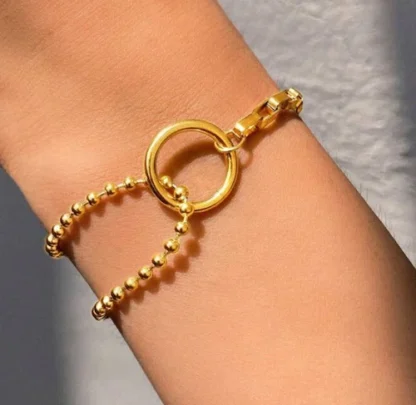 pulsera tendencia para mujer con circulo acero inoxidable