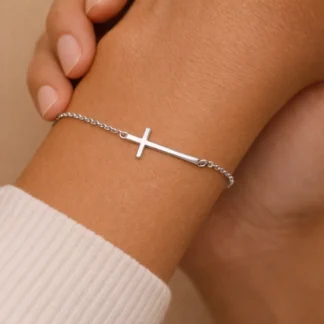 pulsera con cruz horitzontal en plata 925
