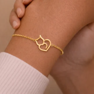 pulsera gato en acero inoxidable para mujer