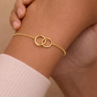 pulsera con dos circulos dorados