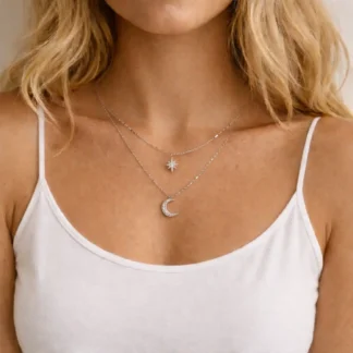 collar con luna y estrella plata