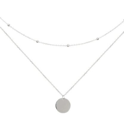collar dos cadenas plata con medalla