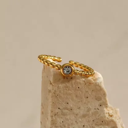 anillo fino en acero inoxidable con circonita blanca