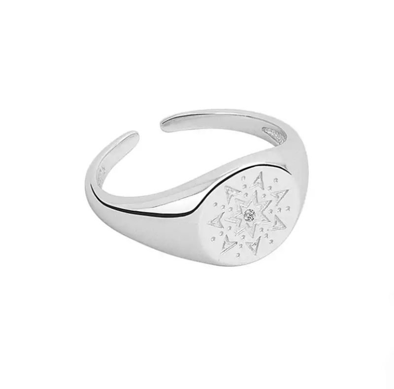 Anillo sello estrella plata de ley 925 Olivia