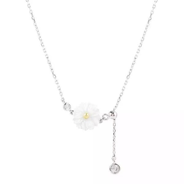 collar margarita flor plata