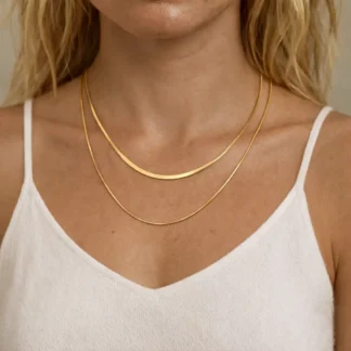 collar doble cadena en acero inoxidable