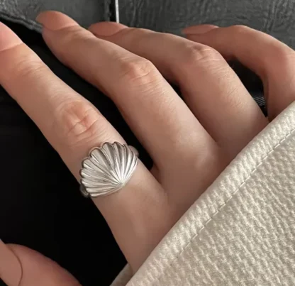 anillo concha marina plata