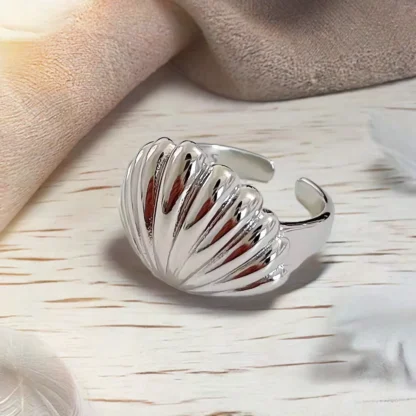anillo concha marina plata