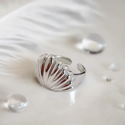 anillo concha marina plata