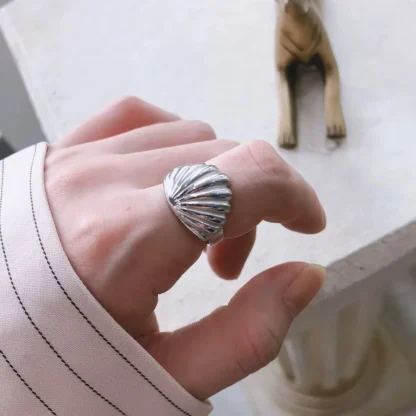 anillo concha marina plata