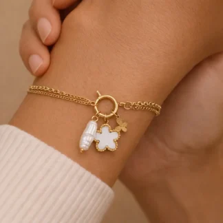 pulsera para mujer en acero inoxidable con flor