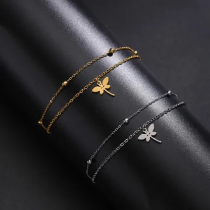 pulsera con libelula en acero inoxidable
