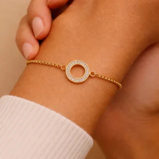 pulsera en acero inoxidable con circonitas blancas