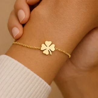 pulsera para mujer con trebol 4 hojas en acero inoxidable